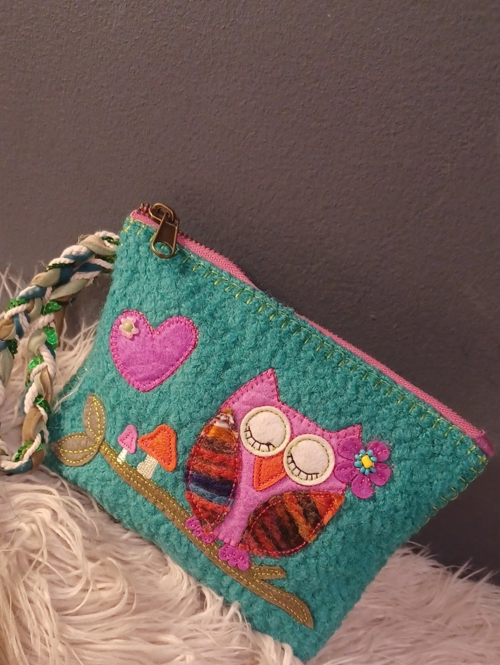 Natural Life Adorable Owl Wristlet